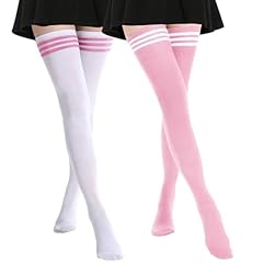 2 Pairs Extra Long: Pink-white, White-pink