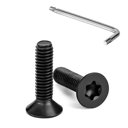 Tunejoy Vis à Tête Fraisée Torx M4 x 16 mm Noir Vis à Six Pans Creux en Acier Inoxydable A2 V2A à Tête Fraisée Métaux avec Clé T20 Filetage Complet 20 Pièces