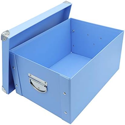 GUOZI Collapsible Storage Box, Decorative Memory Box with Lid & Metal Reinforced Corners, Cardboard File Box with Handles, Organizer Gift Box for Keepsake Toy Photos Office Nursery Wardrobe Bookshelf