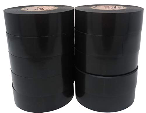 GGR Supplies T.R.U. EL-766AW Electrical Tape, 66 ft (Pack of 10), Black
