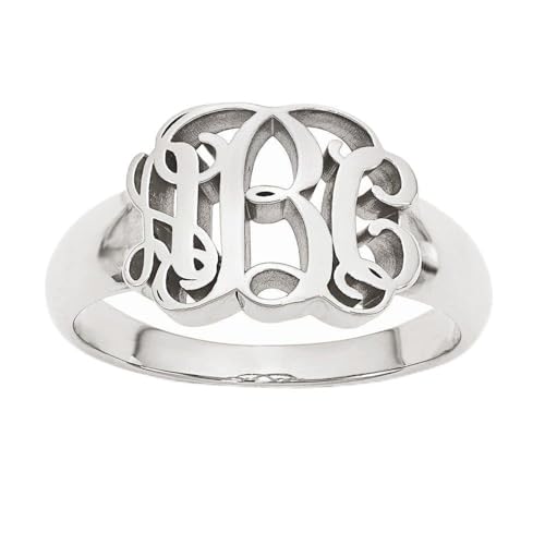Chevalière monogramme 3 initiales en argent sterling massif