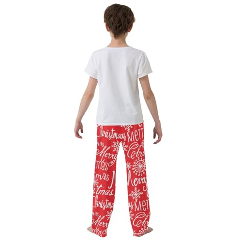 ZZXXB Merry Christmas Print Boys Long Pants Soft Trousers Elastic Waist Kids Lounge Bottoms with Pockets S-XL3