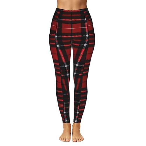 Leggings con bolsillos para gimnasio y conjunto elástico a cuadros 2