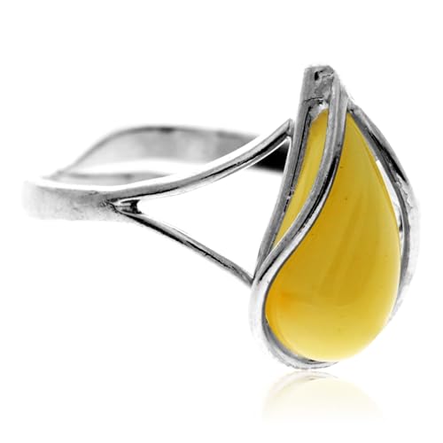 Bague ambre jaune réglable en argent pour en finir avec les problèmes de taille de doigt - 5
