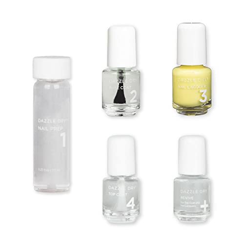 Dazzle Dry Mini Kit 4 Step System - Space Lemon, A vibrant lemon yellow. Semi-sheer cream. (5 Piece Kit)
