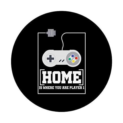 Home Is Where You Are Player One Gaming Gamer Console Nerd PopSockets Swappable PopGrip, Black - Image 3