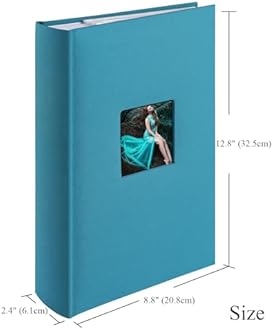 Photo Album 4x6 Hold 402 Photos with Memo Slip-in Pockets Photo Book, Linen Cover Picture Photo Albums with Writing Space for Wedding Family Baby Vacation Mother's Peacock Blue