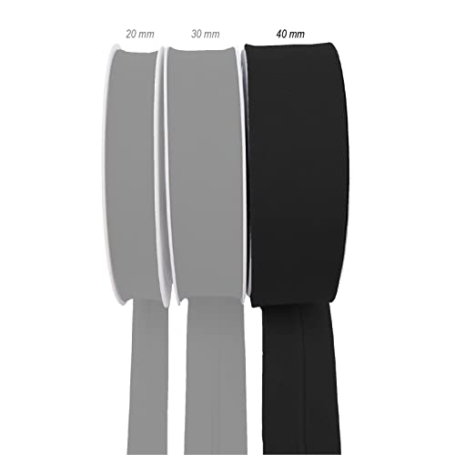 TEXTEX = 40mm Wide Bias Binding Tape. 50% Cotton and 50% Polyester. 10m Piece - (Black) - Image 2