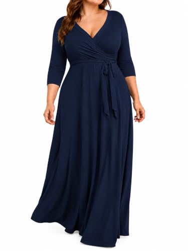 Image of PinkPatty Plus Size Maxi Dress for Women 3 /4 Sleeve Casual Long Dress