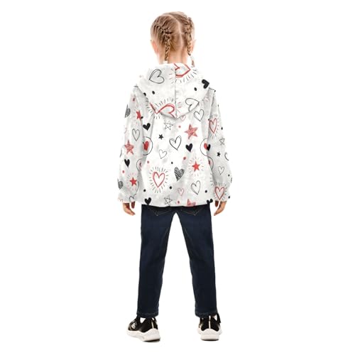 OTVEE Valentine Doodle Hearts Stars Kids Hoodie Jacket Fall Spring Full Zip Warm Outwear Coat4