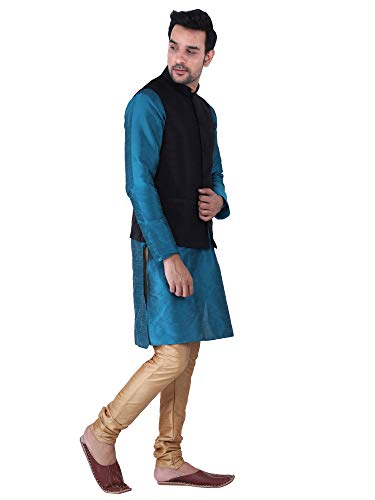 Image of Sadree Silk Men's Kurta Pajama Waistcoat or Nehru Jacket Set