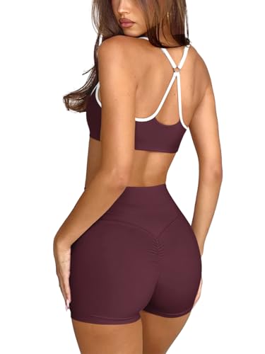 Image of LASLULU Womens Adjustable Spaghetti Straps Sports Bra Sweetheart Neck Wireless Padded Workout Yoga Crop Tops