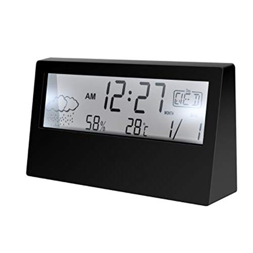 Transparenter Digitaler LED-Wecker Mit Wettervorhersage Schlummerfunktion Temperatur Luftfeuchtigkeitsanzeige 3 in 1