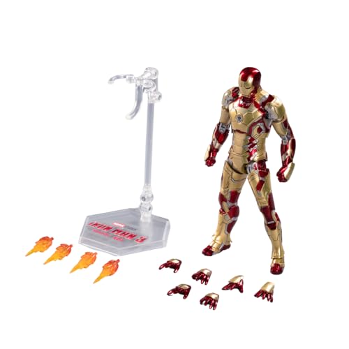 Image of ZD Toys Action Figure Collectible - 7 Inch Ironman MK42, Superheros Premium PVC Build Collectible, Interchangeable Accessories & Blast Effects, Perfect for Gifting, Ages 15+ Years