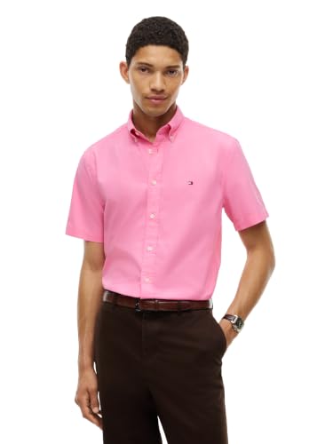 Image of Tommy Hilfiger Men's Short Sleeve Poplin Shirts in Regular Fit, Men's Button Down Shirts