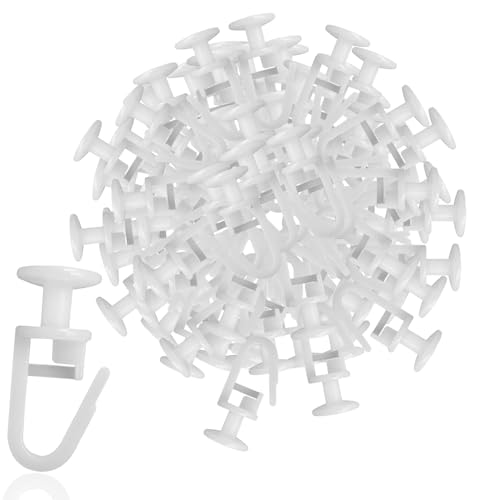 120 Pieces Plastic Curtain Hooks, 11mm Curtain Rail Gliders Curtains Gliders Caravan Curtains With Lockable for Door Window Shower (White)