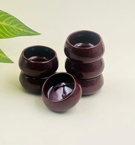 Image of Lupaava Serving Dip Sauce Chutney Mini Ceramic Bowls Pack of 6 | Ceramic Handcrafted Shine, Microwave Bowl Sets, Kitchen Accessories 35 ml