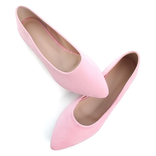 Image of Dear Time Women's Pointed Toe Ballet Flats Simple Casual Office Work Flats Slip-on Comfortable Shoes