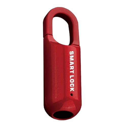 TINCIDUNT Mini Smart Fingerprint Lock USB Rechargeable Biometric Keyless IP65 Waterproof Thumbprint Padlock for Locker, Luggage, Gym, Suitcase (RED)