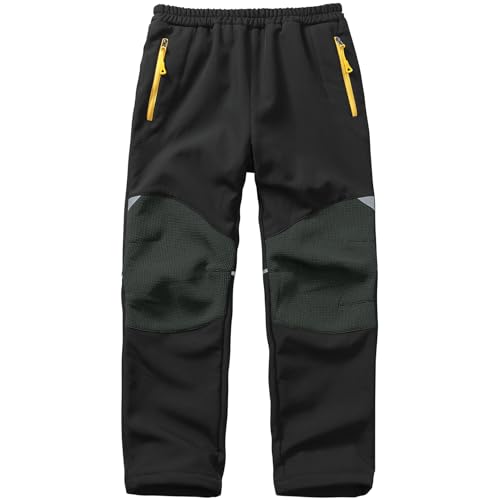 Waterproof Snow Pants for Kids Boys Girls, Winter Insulated Ski Trousers Fleece Lining, Elastic Waist Softshell Hiking Pants