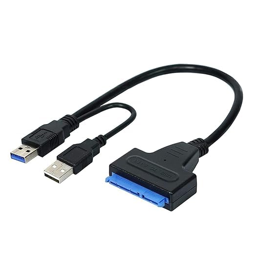 GR Deals USB 3.0 to SATA III Hard Drive Adapter Cable, USB SATA Adapter Cable Converter 22 pin (7Pin+15Pin) for 2.5/3.5 inch HHD SSD Hard Disk Laptop and DVD, Dual USB 3.0 to SATA with USB 2.0 Cable (B0D7Q74K7R) Amazon Price History, Amazon Price Tracker