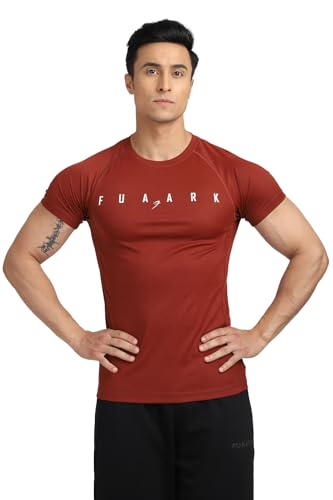 Image of FUAARK Men's Round Neck Slim fit Gym & Active wear Sports T-Shirt for Workout & Casual Wear