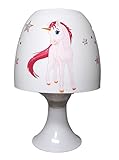  ✿ Tischlampe Kinder Mädchen ✿ EINHORN 2 Unicorn Pferdchen Sterne Glitzer Strass silber personalisiert Name ✿ Tischleuchte ✿ Schlummerlicht ✿ Nachttischlampe ✿ Lampe ✿