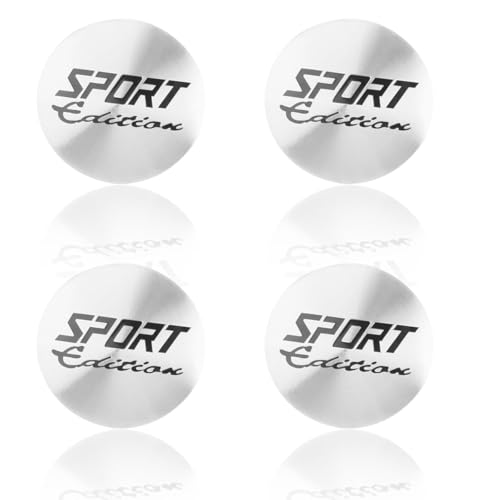 GAOLAOSY 4PCS Car Wheel Hub Center Caps Stickers, Waterproof 56mm Automotive Wheel Rim Center Cover, Universal Auto Exterior Decoration Decal Accessories for Car Truck SUV (Sport/Silver)