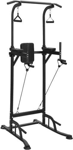 LN COZY CORNER Multi-Function Power Tower Pull Up Station Height Adjustable Dip Bar with Resistance Bands Home Gym Strength Training Equipment for Full-Body Workout Supports 330 LBS