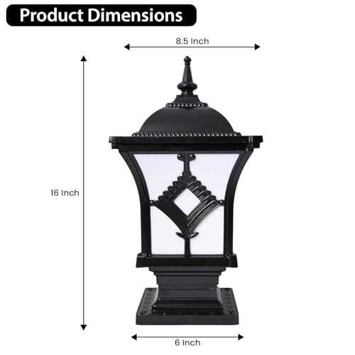 Image of GIGAWATTS ‎BARFI Outdoor Gate Light - 101% Rust & Waterproof Die-Casting Aluminium Exterior Piller Lamp Base Mount for Garden, Boundary Walls & Home Entrances (B22 Holder, Bulb Not Included, Black)