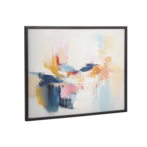 Kate and Laurel Elegant Coastal Beach Abstract Framed Wall Art by The Creative Bunch Studio, 20x16 Black, Modern Colorful Abstract Art for Wall