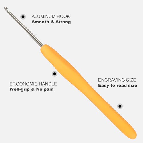 Image of 1.75mm Crochet Hook, Small Size 1.75 mm Ergonomic Crochet Hooks for Beginners, Comfort Crochet Needle for Arthritics, 1 Pack
