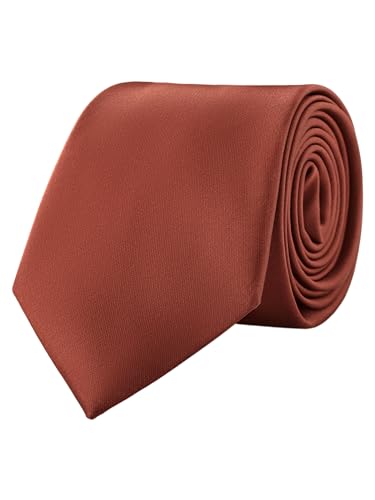 WANYING Hombre Corbata de Color Liso 8 cm de Ancho Normal Estándar Corbata Básica Clásica para Negocios Informal Festival Boda - Liso Marrón óxido