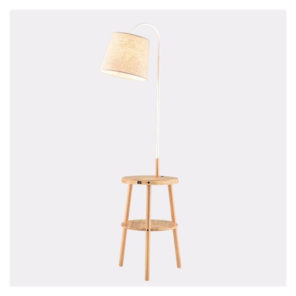 Jian1004 Floor Lamp, Modern Arc Floor Lamp with Wood Tray Table,Standing Shelf for Living Room(Natural)