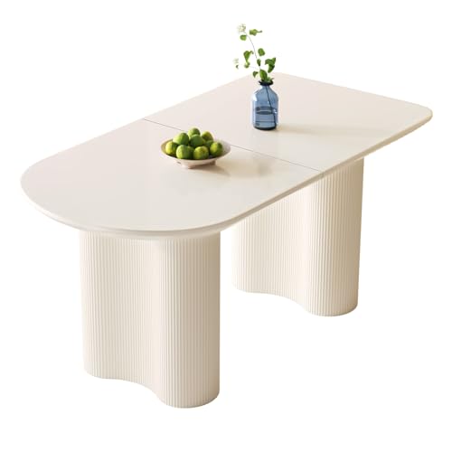 Miuuod 55" Oval Dining Table Modern White Kitchen Table for