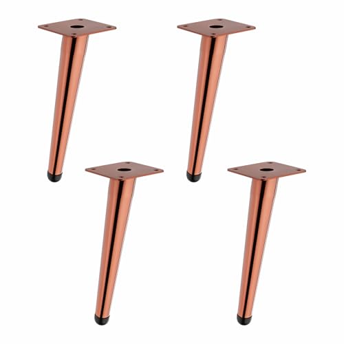 LAPO 4 Piece Metal Sofa Legs, Premium Furniture Legs with Glossy Cone Shape, Stylish and Strong Support for Sofas, Beds, Tables and Cabinets 3 Years Warranty (6 Inch, Rose Gold)