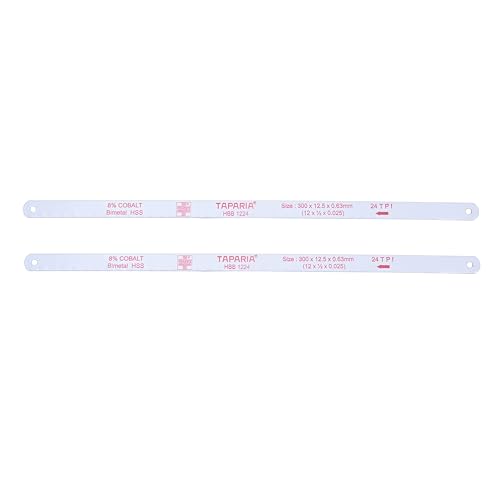 Image of Taparia HBB 1224 Hacksaw Blades 300mm 24 TPI (Pack of 2)-HSS Bi-Metal Flexible & Durable Construction-Cutting Blade for Stainless Steel, Metals, Hard Alloys-For Mechanics, Electricians, Workshops