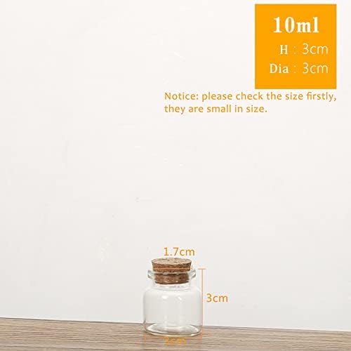 Danmu Art 20pcs 10ml 30mm x 30mm Mini Tiny Glass Bottles Jars with Cork Stoppers