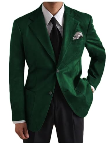 Single Breasted Suede Blazer Jacket for Men Slim Fit Casual Business Tuxedo Notched Lapel Sport Coat