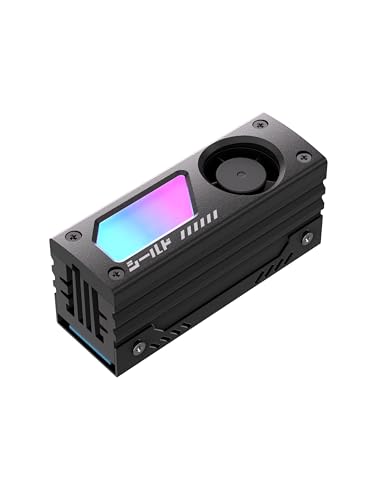 EZDIY-FAB Shield ARGB M.2 SSD-Kühler mit 20mm PWM-Lüfter, Premium-Aluminium-Design, 5V 3-Pin ARGB Sync, Hochleistungs-SSD-Kühler für M.2 2280, Schwarz, 1er-Pack