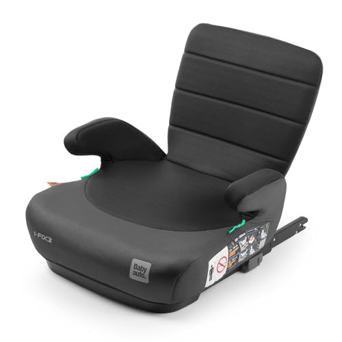 BABYAUTO - DOKA I-fix isofix, Alzador con Respaldo Desmontable, Grupo 2/3, Confortable y Seguro, para Niños de 125 a 150 cm, 6-12 años de Edad, Homologado según Normativa ECE R129 - Color: Black Grey