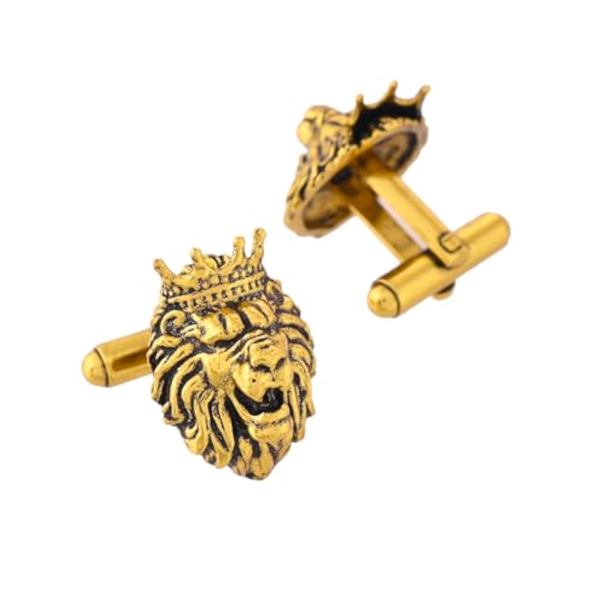 Men's Golden Crowned Roar Cufflinks, Trendy Gift