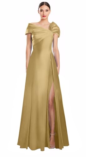 Image of Off Shoulder Satin Formal Dresses Long A Line Evening Party Prom Dresses for Women EA002