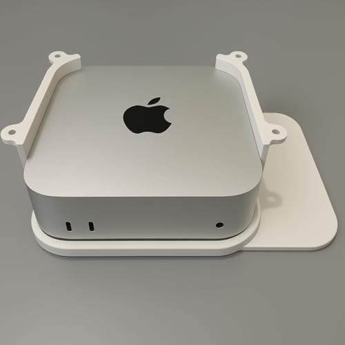 Image of Under Desk Mount Holder for Mac mini M4 /M4Pro, Computer Protection Case with Mounting Straps, White (Extension Bracket) Improved Cooling & Quick Access to Power Button with Screws