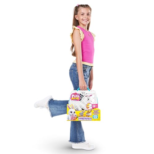 Pets Alive Mommy Bunny Surprise von ZURU, realistischer, elektronischer Plüschhasen-Roboter, Überraschungsspielzeug für Kinder.