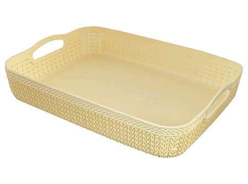 Image of Heart Home Q-4 Multiuses Designer Unbreakable Plastic Storage Basket /Organizer /Bin For Home, Kitchen, Bathroom, Office Use Pack of 2 (Blue & White)-50HH01595