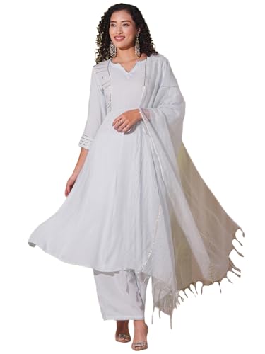 Kurta pour femme en coton léger bleu ciel ensemble pantalon et dupatta XXL