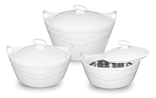BEM Thermoschüsseln mit Deckel | Warmhaltebehälter Thermobehälter für Essen Suppen | Thermos Essensbehälter 5L, 3,5L, 2,5L | Thermobox Schüssel aus Edelstahl in 3 Größen
