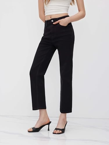 CIDER Jeans for Women Stretchy Denim High Waist Straight Leg Cropped Casual Jeans with Pocket4