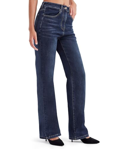 Zylioo Lang Bein Female Jeans Damen,Tall Weites Bein Jeanshose Hohe Taille Denim Hose Geradem Schnitt
